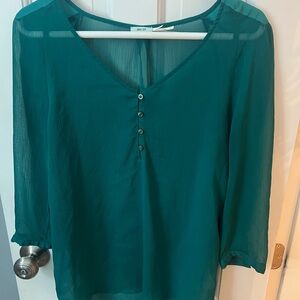 Kimchi Blue Green Sheer 3/4 Sleeve Blouse